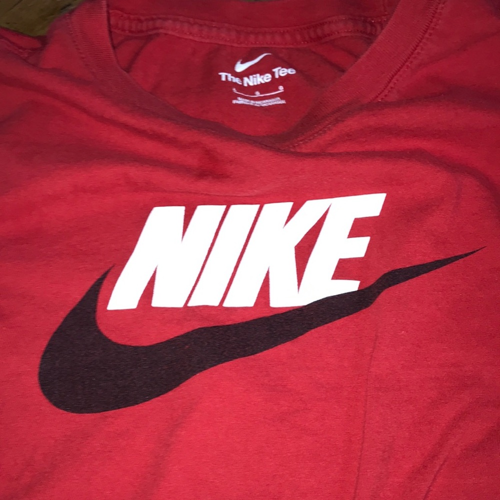 Nike Red Tee with White NIKE and Black Swoosh - Picture 3 of 5